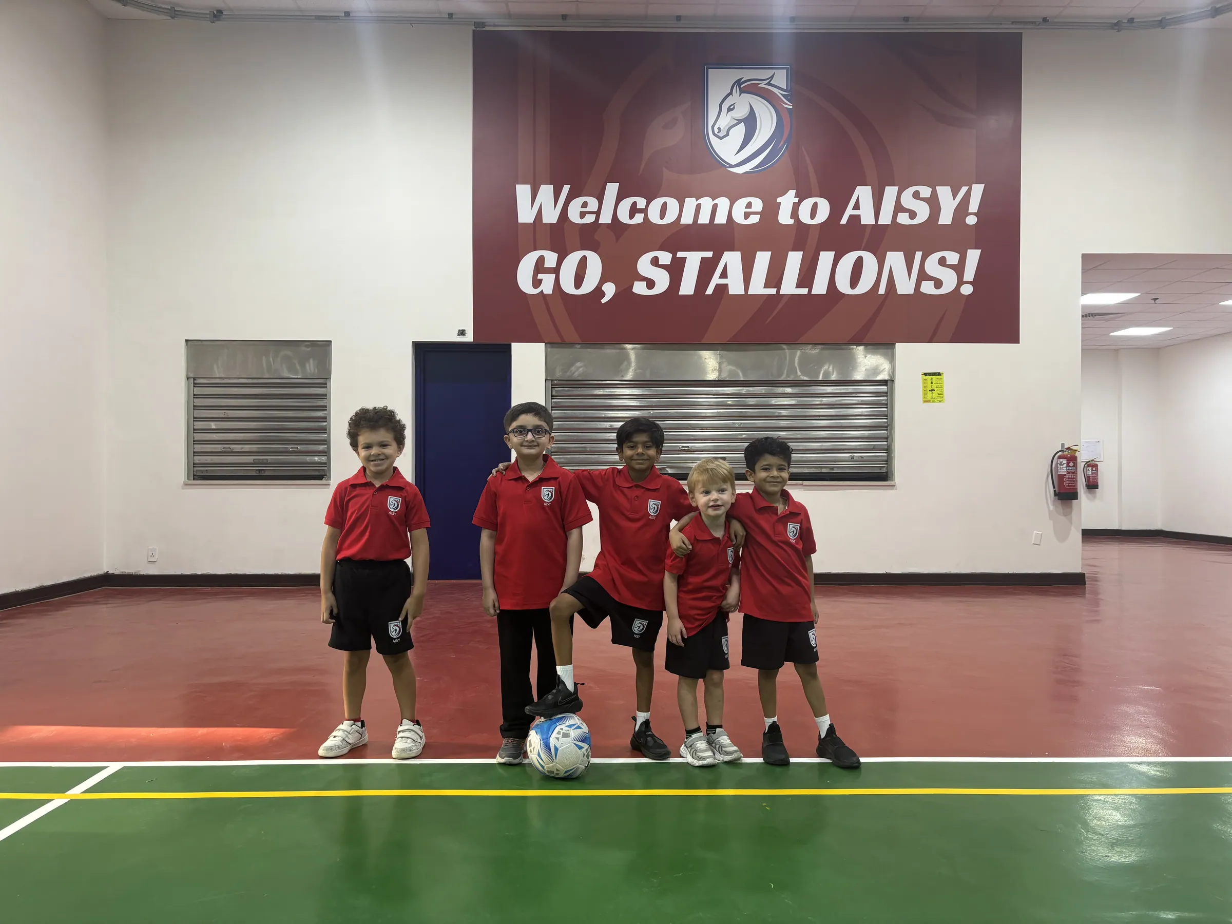 AISY Stallions ready for a game in the sports hall